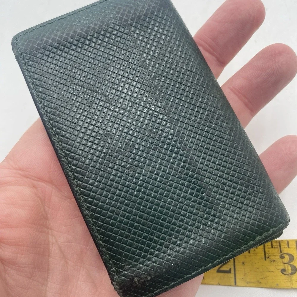 BOTTEGA‎ VENETA Green Intrecciato Leather Mens Bifold Wallet Italy Card SEE PICS